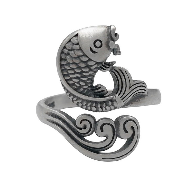 Buddha Stones 925 Sterling Silver Koi Fish Water Ripple Luck Wealth - image 14