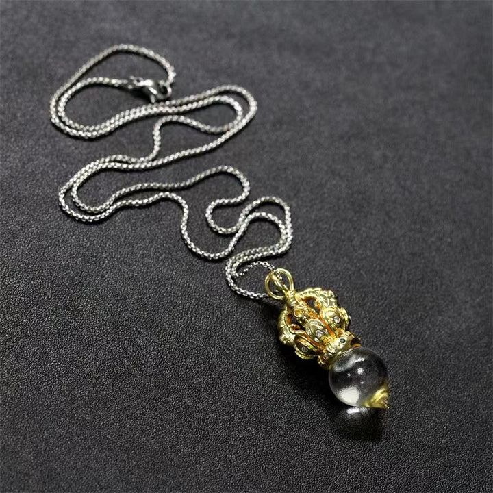 Buddha Stones Tibetano Dorje Vajra 4 punte Loto Liuli Cristallo Forza Collana Pendente
