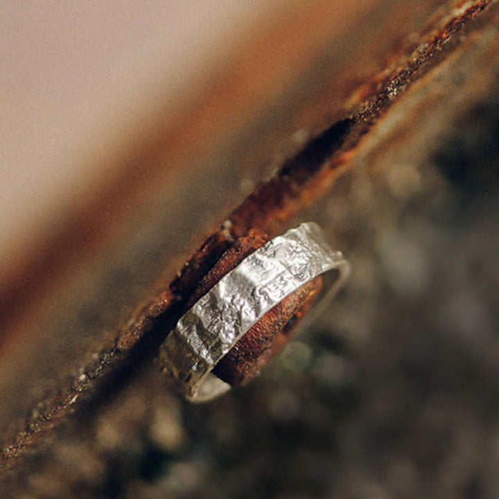 Anello di coppia di benedizione con design semplice in argento sterling 925 Buddha Stones