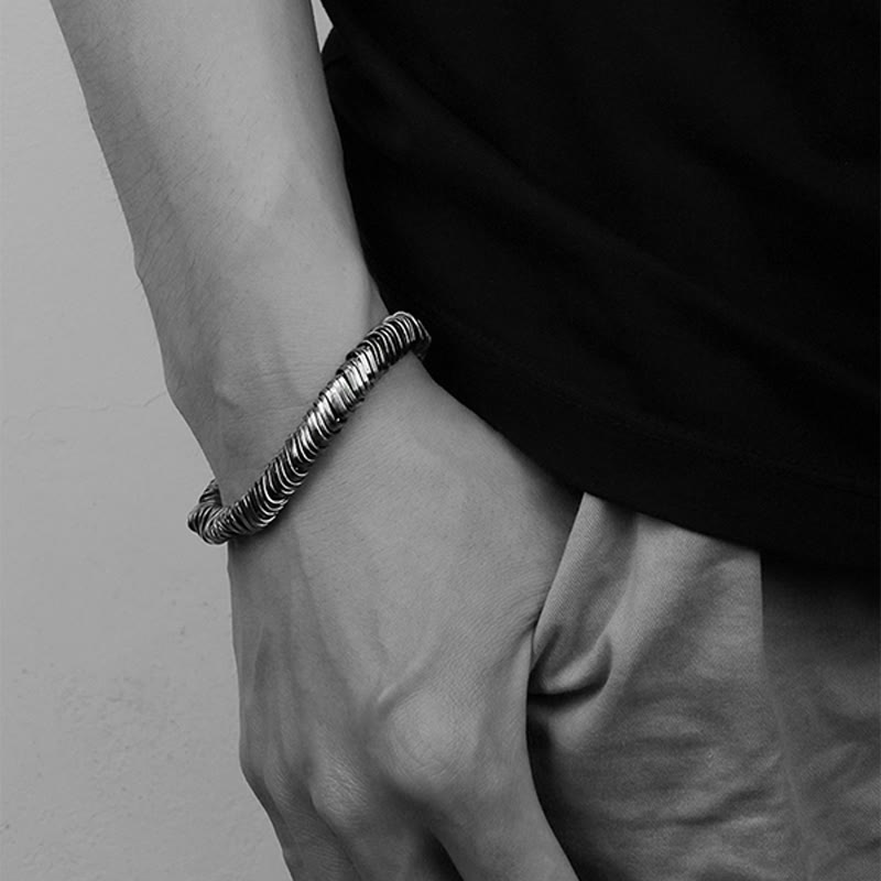 Bracciale a catena con design intrecciato vintage in argento sterling 925 Buddha Stones, per la guarigione della ricchezza