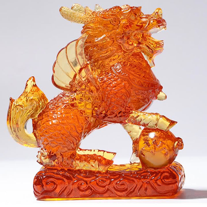 Feng Shui Kirin Fatto a mano Liuli Cristallo Arte Pezzo Fortuna Casa Ufficio Decorazione