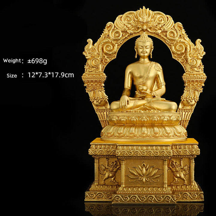 Statua di Buddha della medicina Shakyamuni Amitabha, statua in rame della serenità, decorazione per la casa - Shakyamuni e base da 10 cm - image 2