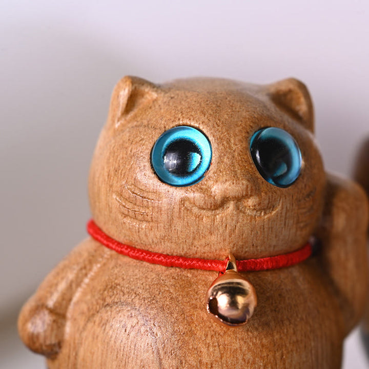 Buddha Stones Mini Gatto Fortunato Gattino Phoebe Zhennan Decorazione di Benedizione del Legno