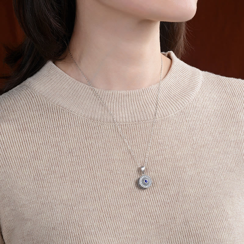 Buddha Stones 925 Sterling Silver Om Mani Padme Hum Lazurite Amore Pace Collana Pendente