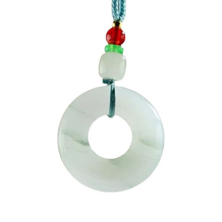 Collana con ciondolo Buddha Stones Natural Jade Peace Buckle Prosperity