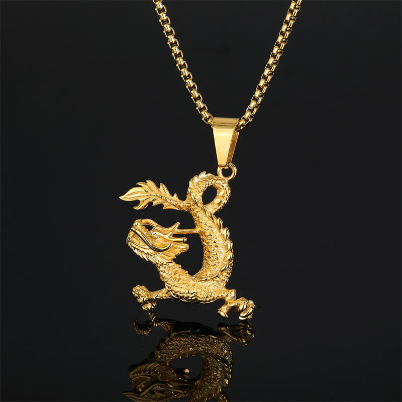 Collana con ciondolo portafortuna con motivo a drago danzante Buddha Stones - Drago (Protezione ♥ Successo) - image 1
