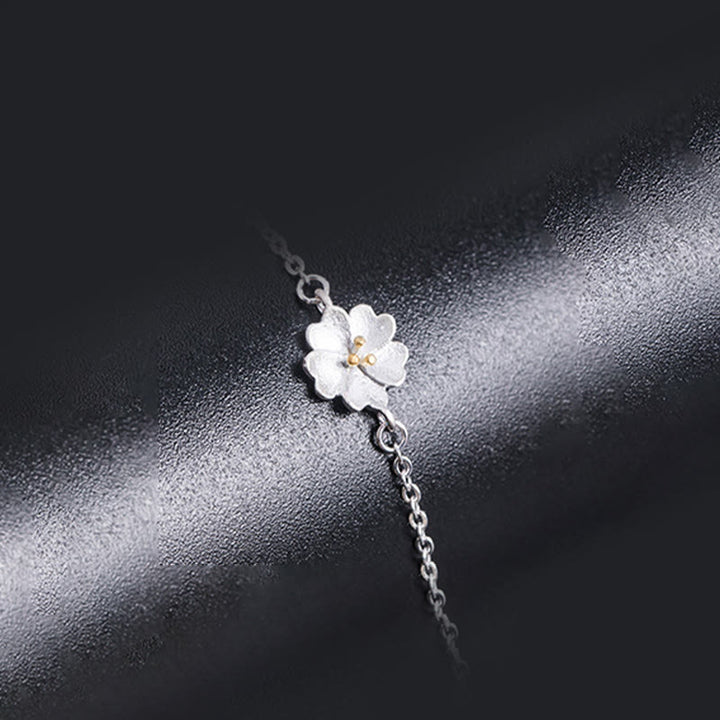 Bracciale a catena con benedizione dei fiori di ciliegio in argento sterling 925 Buddha Stones