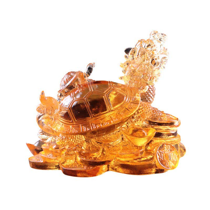 Buddha Stones Feng Shui Drago Tartaruga Monete Fatto a Mano Cristallo Liuli Fortuna Pezzo d'Arte Decorazione per Casa Ufficio