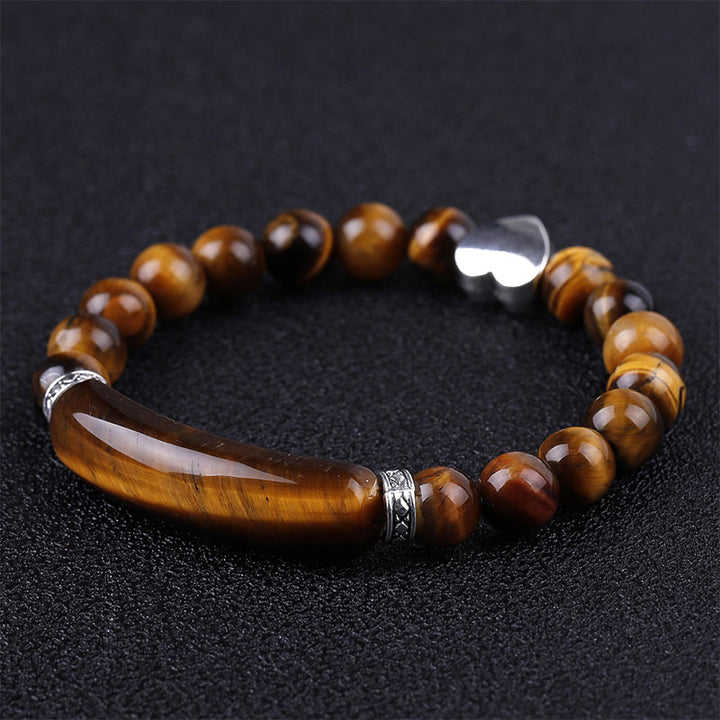 Bracciale unisex a forma di cuore con perline di cristallo naturale
