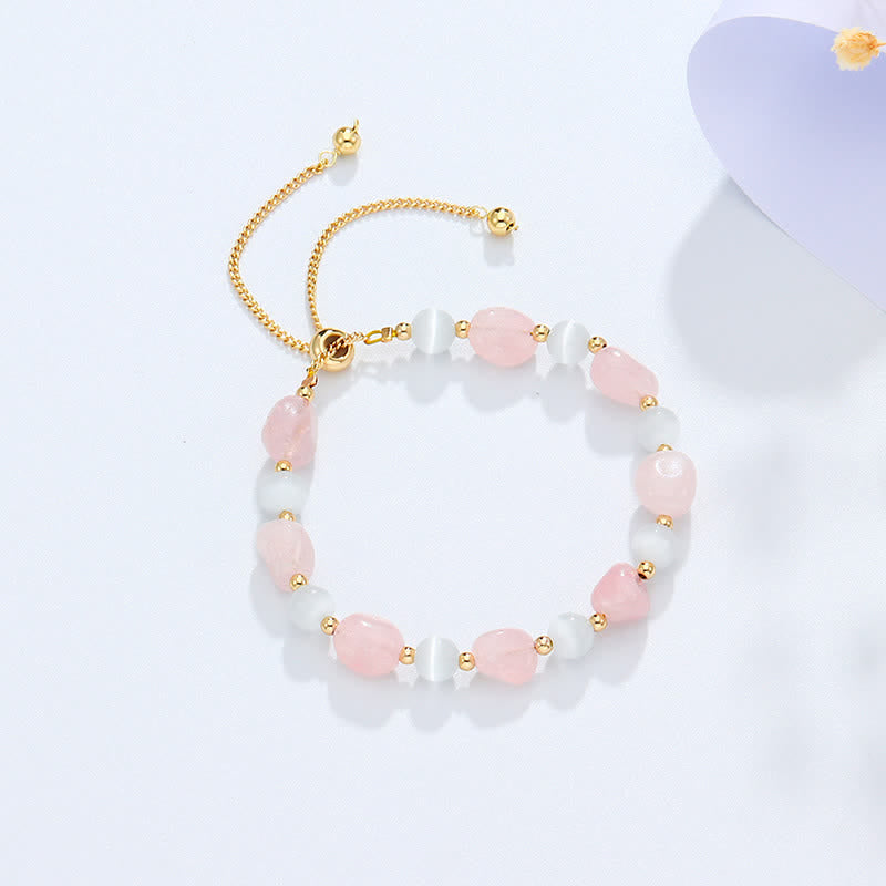Bracciale di consapevolezza spirituale in quarzo rutilato nero e cristallo rosa ametista - Cristallo rosa (Calore rilassante♥) - image 8