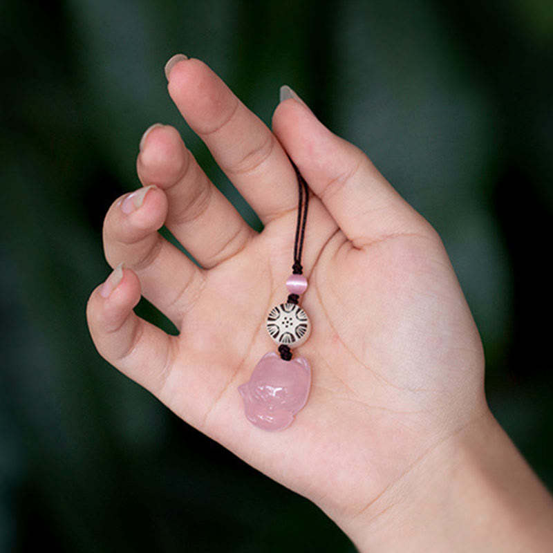 Decorazione da appendere al telefono in calcedonio naturale Fox Harmony