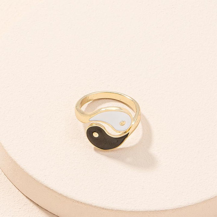 Anello di coppia regolabile con simbolo Yin Yang e benedizione