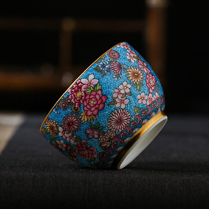 Buddha Stones Jingdezhen Porcellana Smaltata Decorazione Fiori Colorati Tazza da Tè in Ceramica Tazze da Tè Kung Fu