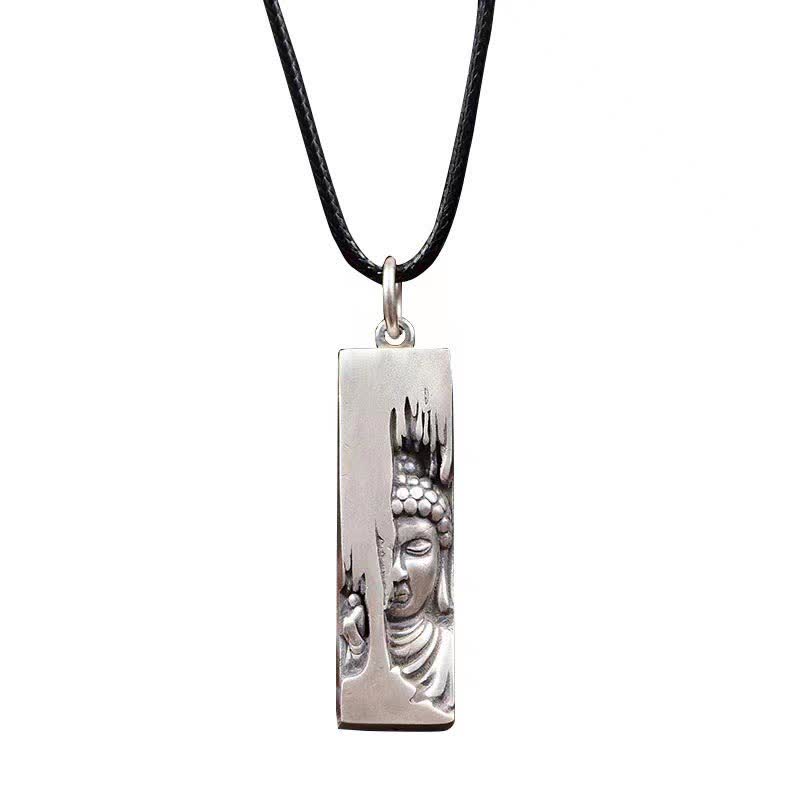 Buddha Stones Tathagata Buddha Forza Protezione Amuleto Fortunato Ciondolo Collana - Buddha + corda in pelle da 60 cm - image 1