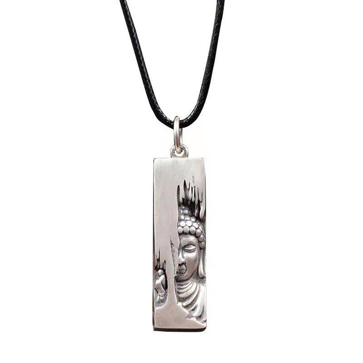 Buddha Stones Tathagata Buddha Forza Protezione Amuleto Fortunato Ciondolo Collana - Buddha + corda in pelle da 60 cm - image 1
