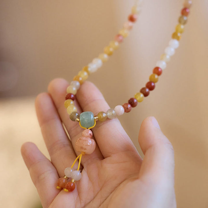 Braccialetto triplo giro Buddha Stones Natural Golden Silk Jade Pumpkin Charm Wealth Luck