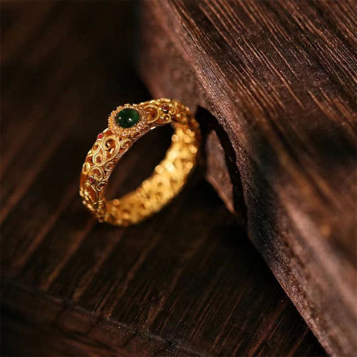 Anello Buddha Stones 925 Sterling Silver Ciano Giada Successo Fortuna - image 3