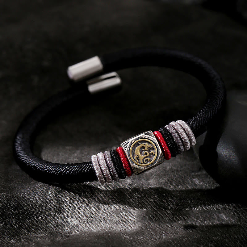 Bracciale Buddha Stones in argento sterling 925 con nodo perfetto e nodo King Kong, fede e forza
