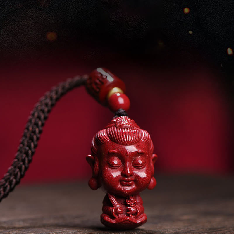 Buddha Stones Zodiaco cinese Buddha natale Cinabro naturale Amuleto Tieni lontani gli spiriti maligni Collana pendente