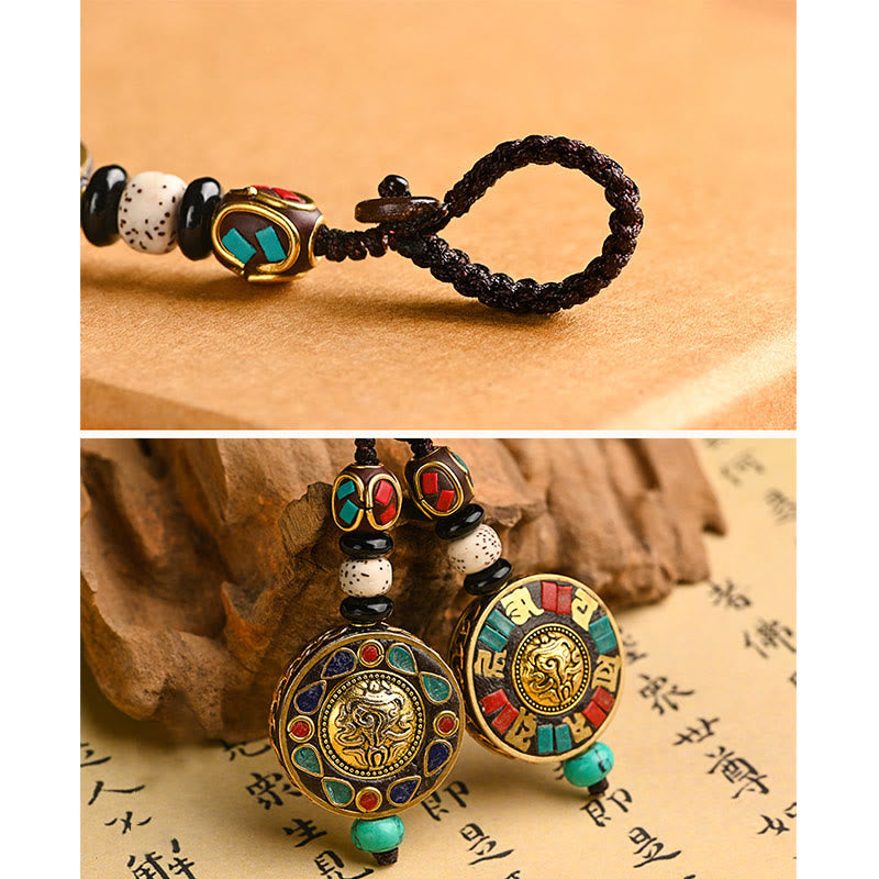 Portachiavi con Buddha Stones tibetano Om Mani Padme Hum Bodhi Seme della pace