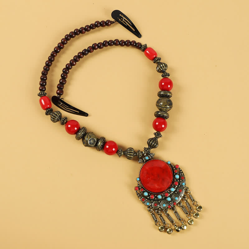 Perline retrò tibetane con nappa per capelli, accessori per capelli - image 3