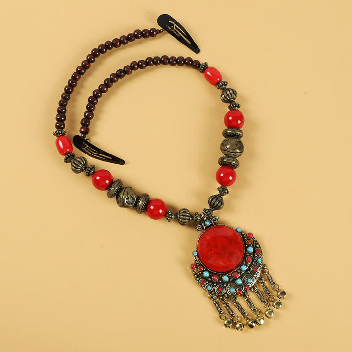 Perline retrò tibetane con nappa per capelli, accessori per capelli - image 3