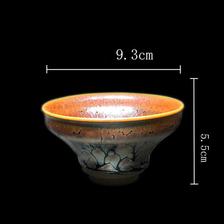 Tazza da tè in ceramica cinese Jianzhan con motivo a pois dorati Buddha Stones Kung Fu Tea Cup Bowl con scatola regalo