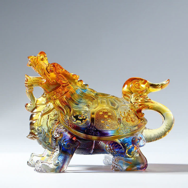Feng Shui Drago Tartaruga Fatto a Mano Liuli Cristallo Arte Pezzo Decorazione Casa Ufficio