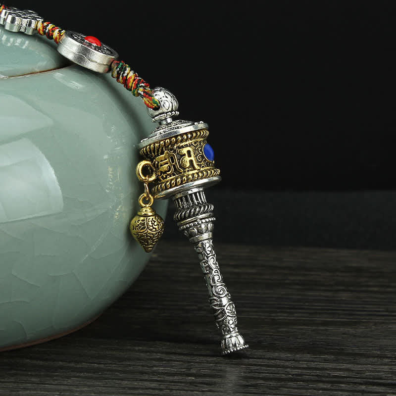 Tibet Om Mani Padme Hum Ruota di preghiera Pace Borsa girevole Decorazione da appendere all'auto