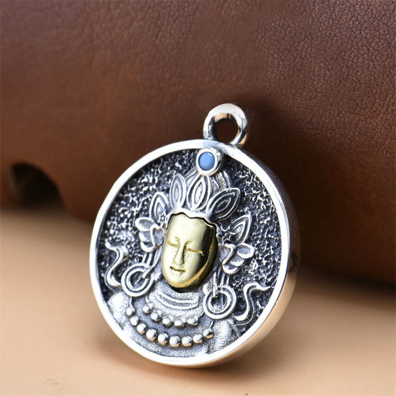 Collana con ciondolo di protezione Vajra con doppio Dorje Tara verde in argento sterling 925 Buddha Stones - Solo ciondolo (19*23 mm) - image 2