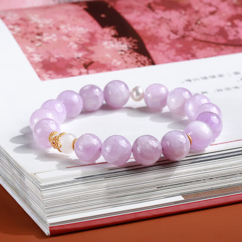 Braccialetto spirituale di crescita dell'amore con zucca di giada bianca di Hetian Kunzite