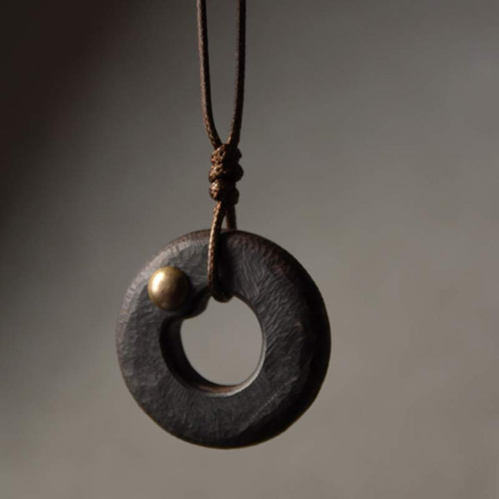Collana con ciondolo in legno di ebano, cerchio zen, Buddha Stones , pace e calma - image 10