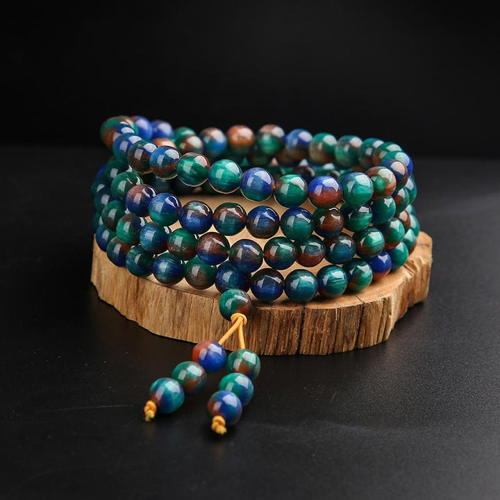 Buddha Stones Colorato Sea Willow Mala Braccialetto Anello Positivo