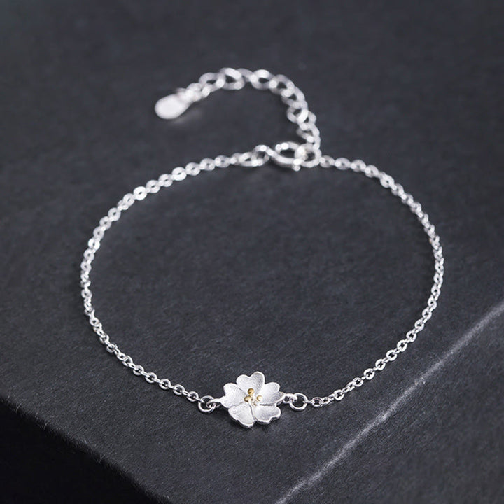 Bracciale a catena con benedizione dei fiori di ciliegio in argento sterling 925 Buddha Stones - Argento sterling 925 - image 0