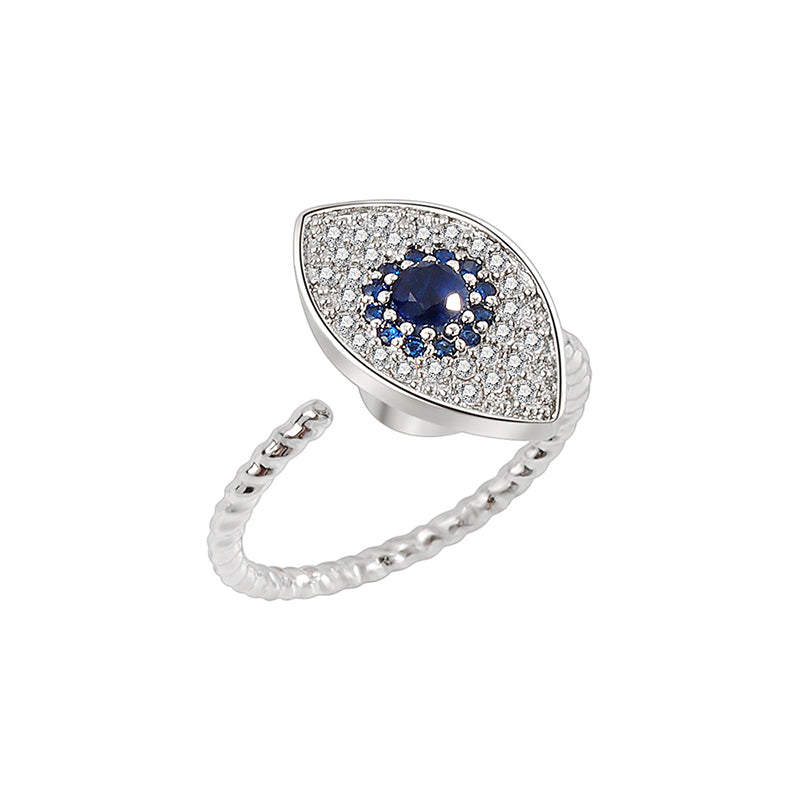 Anello girevole in argento sterling 925 con protezione contro il malocchio e benedizione