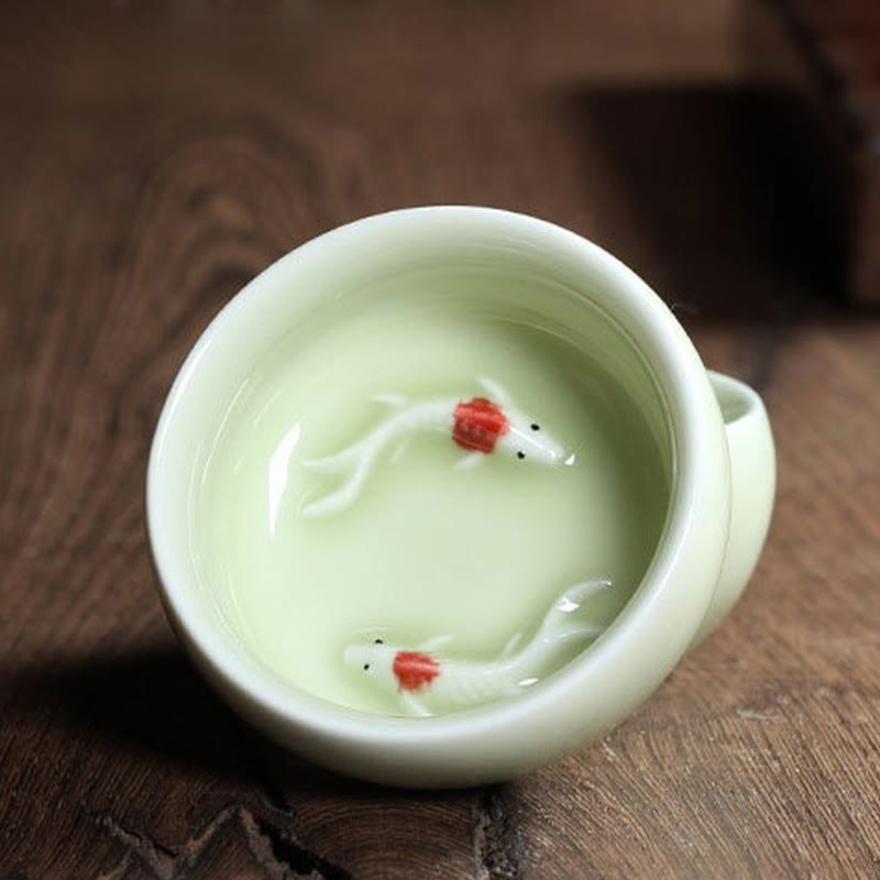 Buddha Stones Koi Fish colorato Tazza da tè in ceramica Kung Fu Tazza da tè Ciotola
